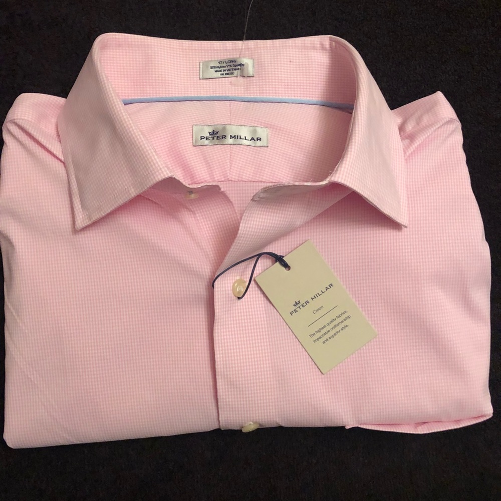 Peter Millar Crown Pink Button Dress Shirt NWT